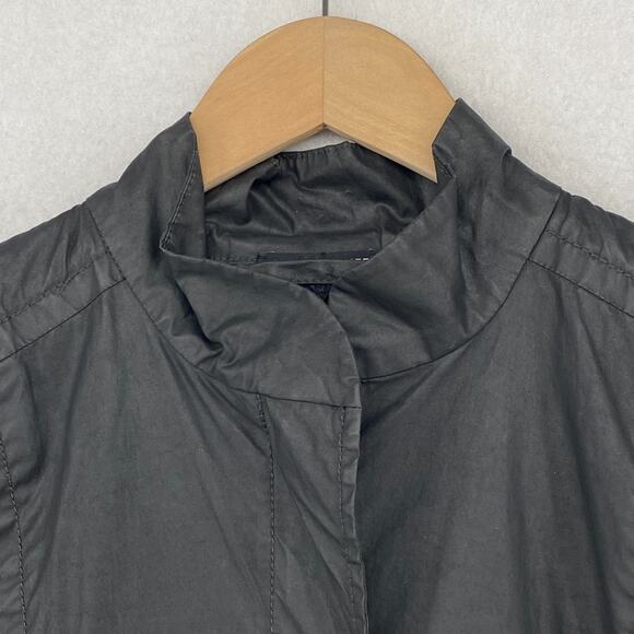 EILEEN FISHER Jacket S Waxed Cotton Trench Coat Duster Full Zip Black - Picture 7 of 14